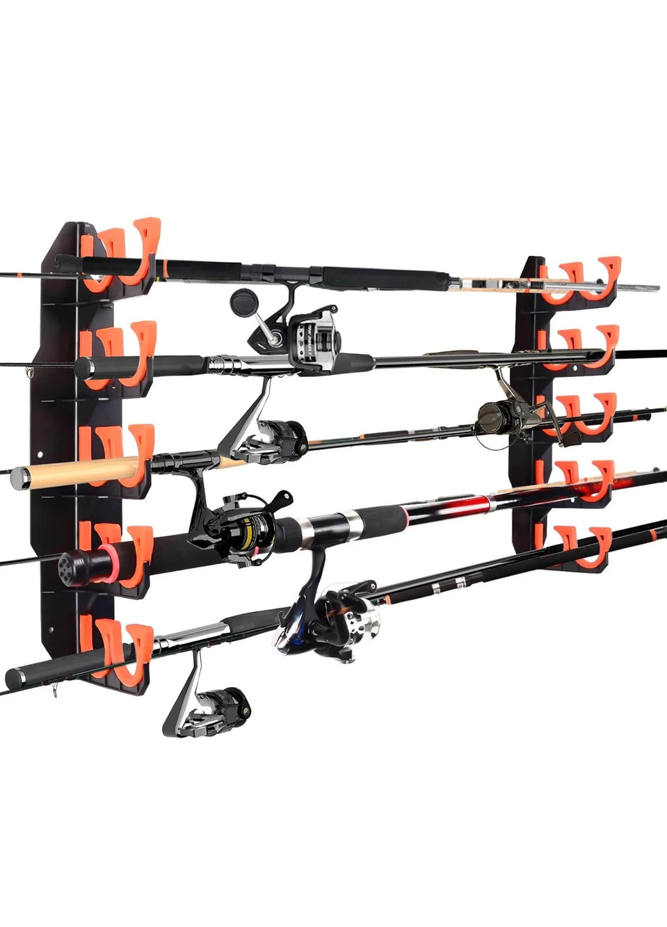 Fishing Rod Rack Wall Ceiling Mount Holds 10 Rods Garage Storage 16.5in